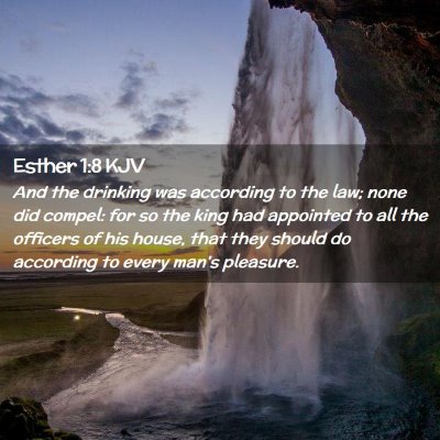 Picture 02 - Esther 1:8 KJV - And the drinking was according to the law; none - Bible Verse Picture