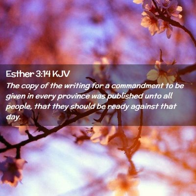 Picture 02 - Esther 3:14 KJV - The copy of the writing for a commandment to be - Bible Verse Picture