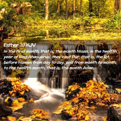 Picture 02 - Esther 3:7 KJV - In the first month, that is, the month Nisan, in - Bible Verse Picture