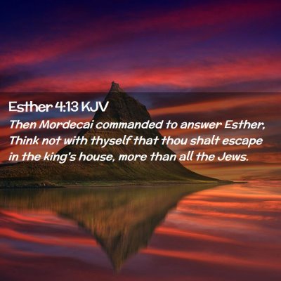 Picture 02 - Esther 4:13 KJV - Then Mordecai commanded to answer Esther, Think - Bible Verse Picture