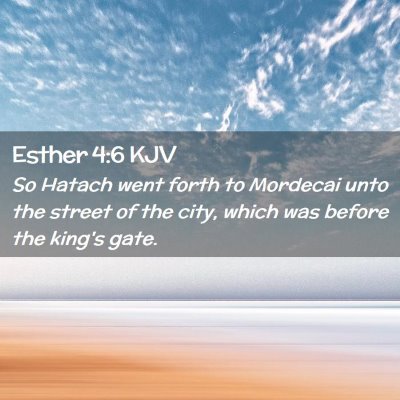 Picture 02 - Esther 4:6 KJV - So Hatach went forth to Mordecai unto the street - Bible Verse Picture