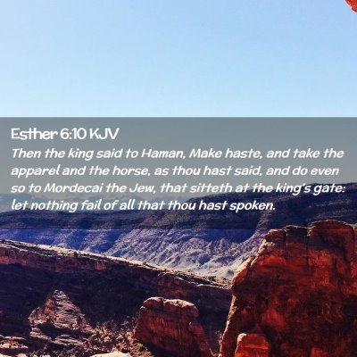 Picture 02 - Esther 6:10 KJV - Then the king said to Haman, Make haste, and take - Bible Verse Picture