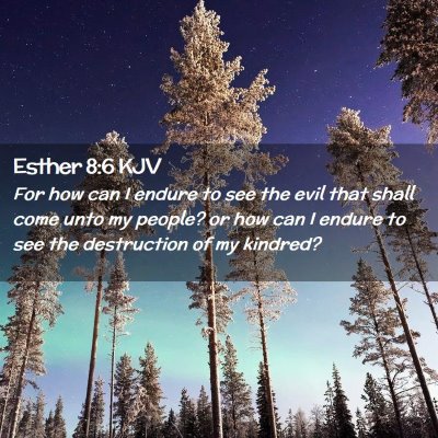 Picture 02 - Esther 8:6 KJV - For how can I endure to see the evil that shall - Bible Verse Picture