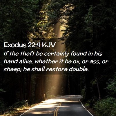 Picture 02 - Exodus 22:4 KJV - If the theft be certainly found in his hand - Bible Verse Picture