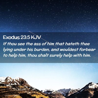 Picture 02 - Exodus 23:5 KJV - If thou see the ass of him that hateth thee lying - Bible Verse Picture