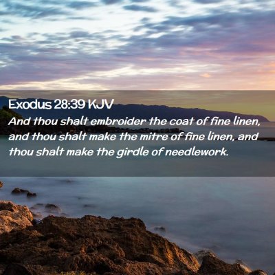 Picture 02 - Exodus 28:39 KJV - And thou shalt embroider the coat of fine linen, - Bible Verse Picture