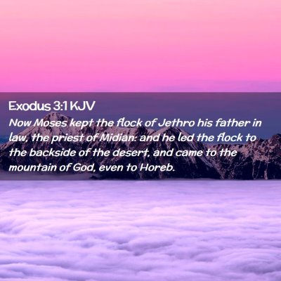 Picture 02 - Exodus 3:1 KJV - Now Moses kept the flock of Jethro his father in - Bible Verse Picture
