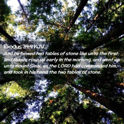 Picture 02 - Exodus 34:4 KJV - And he hewed two tables of stone like unto the - Bible Verse Picture