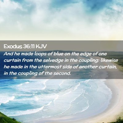 Picture 02 - Exodus 36:11 KJV - And he made loops of blue on the edge of one - Bible Verse Picture