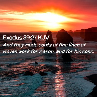 Picture 02 - Exodus 39:27 KJV - And they made coats of fine linen of woven work - Bible Verse Picture