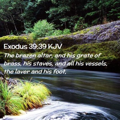 Picture 02 - Exodus 39:39 KJV - The brazen altar, and his grate of brass, his - Bible Verse Picture