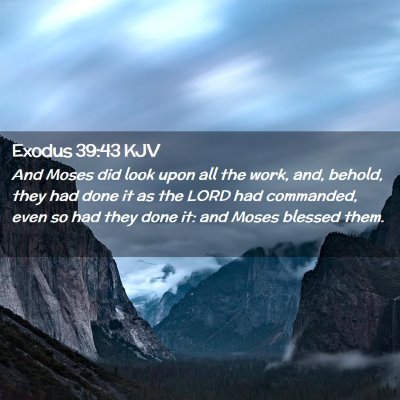 Picture 02 - Exodus 39:43 KJV - And Moses did look upon all the work, and, - Bible Verse Picture