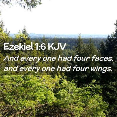 Picture 02 - Ezekiel 1:6 KJV - And every one had four faces, and every one had - Bible Verse Picture