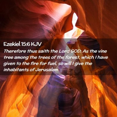 Picture 02 - Ezekiel 15:6 KJV - Therefore thus saith the Lord GOD; As the vine - Bible Verse Picture