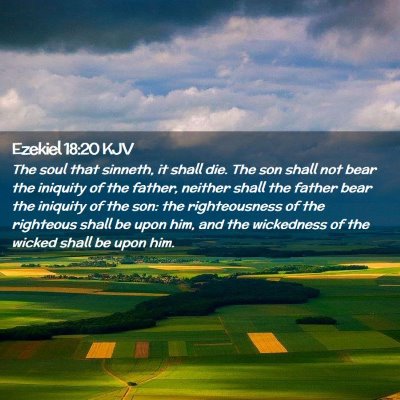 Picture 02 - Ezekiel 18:20 KJV - The soul that sinneth, it shall die. The son - Bible Verse Picture