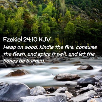 Picture 02 - Ezekiel 24:10 KJV - Heap on wood, kindle the fire, consume the flesh, - Bible Verse Picture