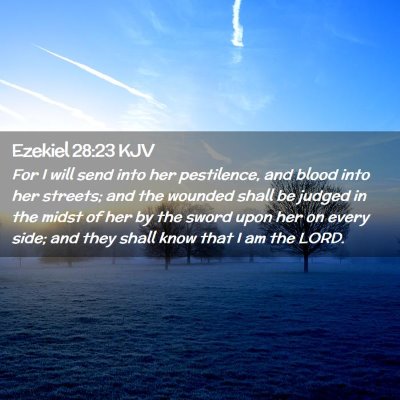 Picture 02 - Ezekiel 28:23 KJV - For I will send into her pestilence, and blood - Bible Verse Picture