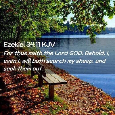 Picture 02 - Ezekiel 34:11 KJV - For thus saith the Lord GOD; Behold, I, even I, - Bible Verse Picture