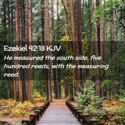 Picture 02 - Ezekiel 42:18 KJV - He measured the south side, five hundred reeds, - Bible Verse Picture