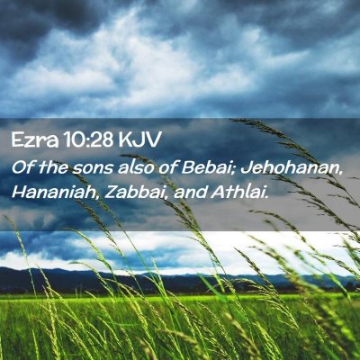 Picture 02 - Ezra 10:28 KJV - Of the sons also of Bebai; Jehohanan, Hananiah, - Bible Verse Picture