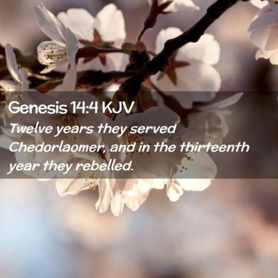 Picture 02 - Genesis 14:4 KJV - Twelve years they served Chedorlaomer, and in the - Bible Verse Picture