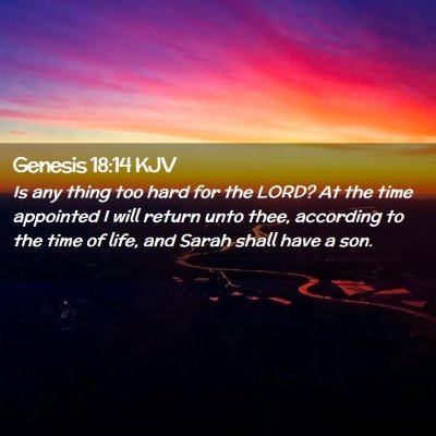 Picture 02 - Genesis 18:14 KJV - Is any thing too hard for the LORD? At the time - Bible Verse Picture