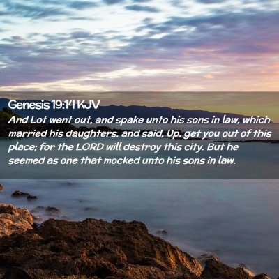 Picture 02 - Genesis 19:14 KJV - And Lot went out, and spake unto his sons in law, - Bible Verse Picture