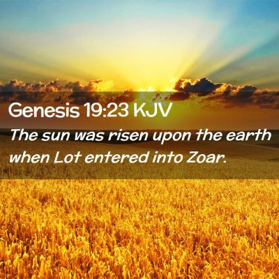 Picture 02 - Genesis 19:23 KJV - The sun was risen upon the earth when Lot entered - Bible Verse Picture