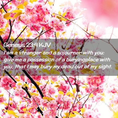 Picture 02 - Genesis 23:4 KJV - I am a stranger and a sojourner with you: give me - Bible Verse Picture