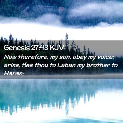 Picture 02 - Genesis 27:43 KJV - Now therefore, my son, obey my voice; arise, flee - Bible Verse Picture