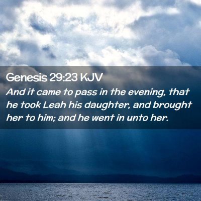 Picture 02 - Genesis 29:23 KJV - And it came to pass in the evening, that he took - Bible Verse Picture