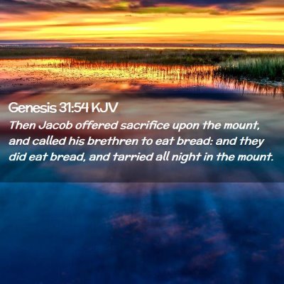 Picture 02 - Genesis 31:54 KJV - Then Jacob offered sacrifice upon the mount, and - Bible Verse Picture