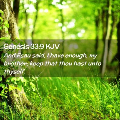 Picture 02 - Genesis 33:9 KJV - And Esau said, I have enough, my brother; keep - Bible Verse Picture