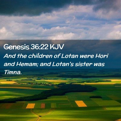 Picture 02 - Genesis 36:22 KJV - And the children of Lotan were Hori and Hemam; - Bible Verse Picture