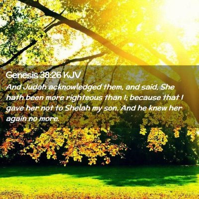Picture 02 - Genesis 38:26 KJV - And Judah acknowledged them, and said, She hath - Bible Verse Picture