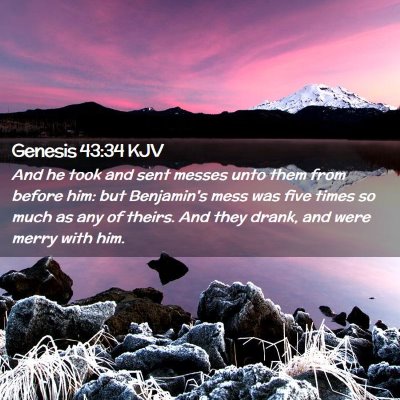 Picture 02 - Genesis 43:34 KJV - And he took and sent messes unto them from before - Bible Verse Picture