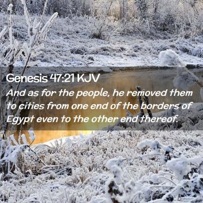 Picture 02 - Genesis 47:21 KJV - And as for the people, he removed them to cities - Bible Verse Picture