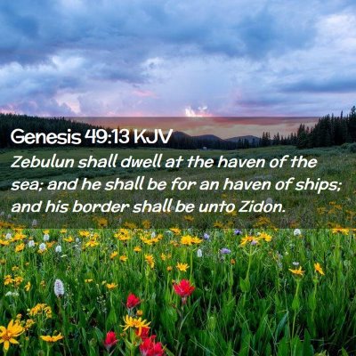 Picture 02 - Genesis 49:13 KJV - Zebulun shall dwell at the haven of the sea; and - Bible Verse Picture