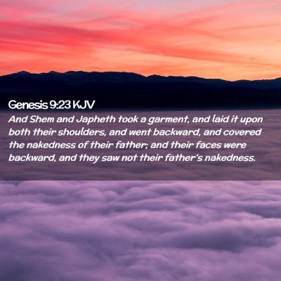 Picture 02 - Genesis 9:23 KJV - And Shem and Japheth took a garment, and laid it - Bible Verse Picture
