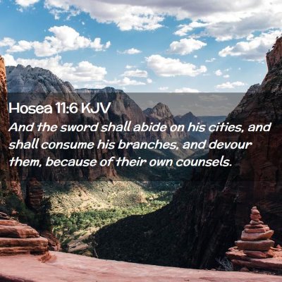 Picture 02 - Hosea 11:6 KJV - And the sword shall abide on his cities, and - Bible Verse Picture