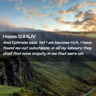 Picture 02 - Hosea 12:8 KJV - And Ephraim said, Yet I am become rich, I have - Bible Verse Picture