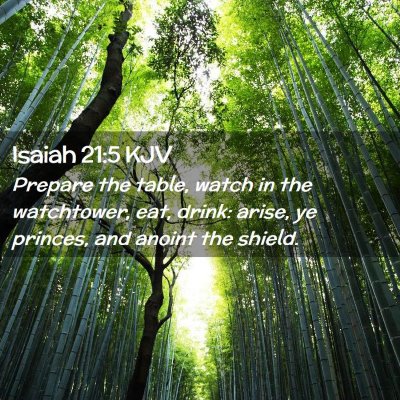 Picture 02 - Isaiah 21:5 KJV - Prepare the table, watch in the watchtower, eat, - Bible Verse Picture
