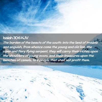 Picture 02 - Isaiah 30:6 KJV - The burden of the beasts of the south: into the - Bible Verse Picture