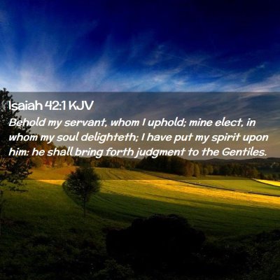 Picture 02 - Isaiah 42:1 KJV - Behold my servant, whom I uphold; mine elect, in - Bible Verse Picture