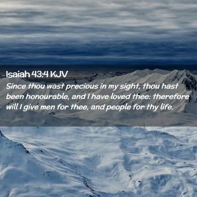 Picture 02 - Isaiah 43:4 KJV - Since thou wast precious in my sight, thou hast - Bible Verse Picture