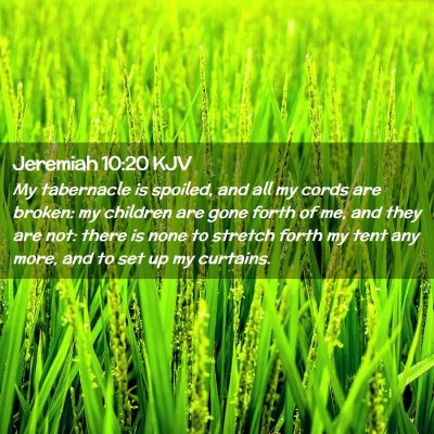 Picture 02 - Jeremiah 10:20 KJV - My tabernacle is spoiled, and all my cords are - Bible Verse Picture