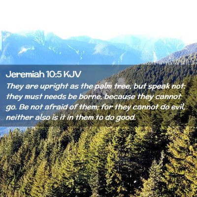 Picture 02 - Jeremiah 10:5 KJV - They are upright as the palm tree, but speak not: - Bible Verse Picture
