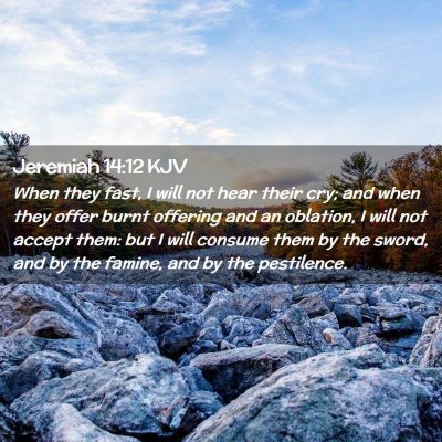 Picture 02 - Jeremiah 14:12 KJV - When they fast, I will not hear their cry; and - Bible Verse Picture