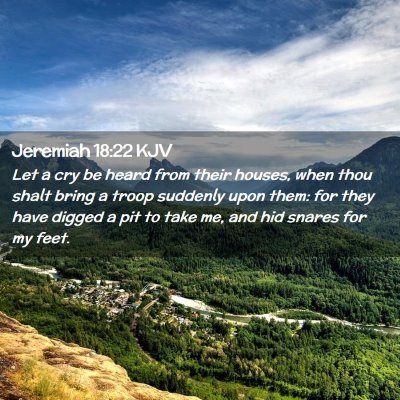 Picture 02 - Jeremiah 18:22 KJV - Let a cry be heard from their houses, when thou - Bible Verse Picture