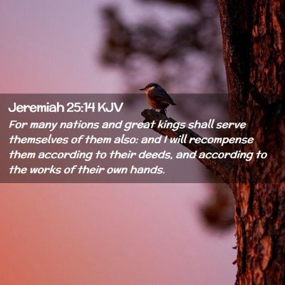 Picture 02 - Jeremiah 25:14 KJV - For many nations and great kings shall serve - Bible Verse Picture